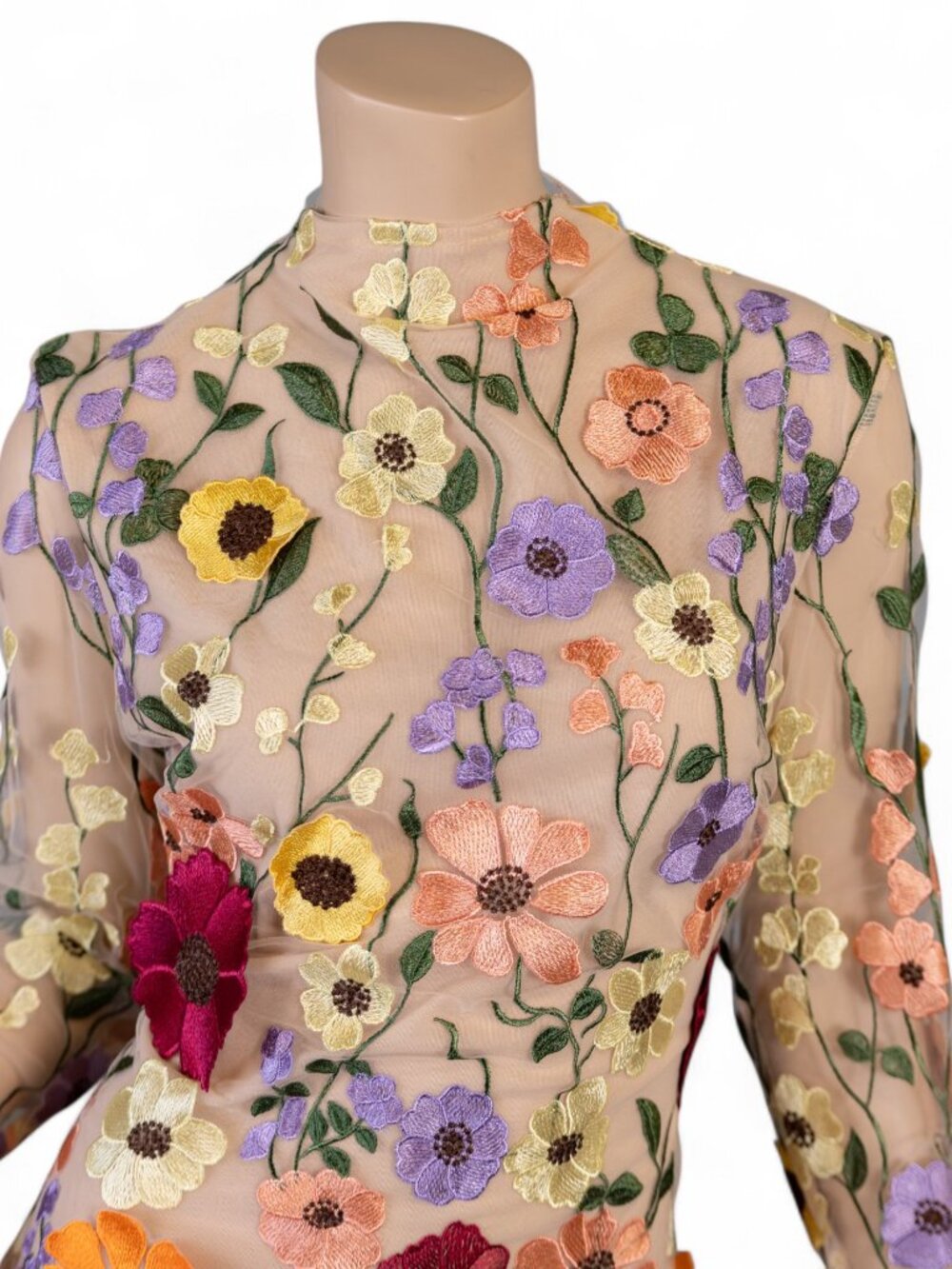Floral Fantasy Mini Dress w/Open Back * Large - Picture 3 of 16